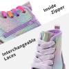 DREAM PAIRS Girls Boys Glitter Ankle Boots Side Zipper Combat Shoes with Lace Up for Toddler/Little Kid/Big Kid(Rainbow)
