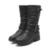 DREAM PAIRS Girls Buckle Zipper Knee High Winter Boots(Black)
