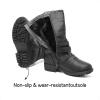 DREAM PAIRS Girls Buckle Zipper Knee High Winter Boots(Black)