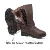 DREAM PAIRS Girls Buckle Zipper Knee High Winter Boots(Brown)