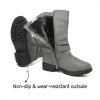 DREAM PAIRS Girls Buckle Zipper Knee High Winter Boots(Grey)