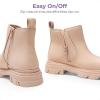 DREAM PAIRS Girls Chelsea Boots Side Zipper Lug Sole Ankle Booties Toddler/Little Kid/Big Kid(Apricot)