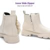 DREAM PAIRS Girls Chelsea Boots Side Zipper Lug Sole Ankle Booties Toddler/Little Kid/Big Kid(Beige)