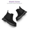 DREAM PAIRS Girls Chelsea Boots Side Zipper Lug Sole Ankle Booties Toddler/Little Kid/Big Kid(Black/Pu)