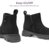 DREAM PAIRS Girls Chelsea Boots Side Zipper Lug Sole Ankle Booties Toddler/Little Kid/Big Kid(Black/Pu)