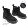 DREAM PAIRS Girls Chelsea Boots Side Zipper Lug Sole Ankle Booties Toddler/Little Kid/Big Kid(Black/Pu)