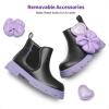DREAM PAIRS Girls Chelsea Boots Side Zipper Lug Sole Ankle Booties Toddler/Little Kid/Big Kid(Black/Purple)