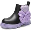 DREAM PAIRS Girls Chelsea Boots Side Zipper Lug Sole Ankle Booties Toddler/Little Kid/Big Kid(Black/Purple)