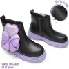 DREAM PAIRS Girls Chelsea Boots Side Zipper Lug Sole Ankle Booties Toddler/Little Kid/Big Kid(Black/Purple)