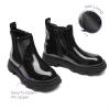 DREAM PAIRS Girls Chelsea Boots Side Zipper Lug Sole Ankle Booties Toddler/Little Kid/Big Kid(Black-pu)