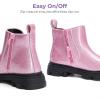 DREAM PAIRS Girls Chelsea Boots Side Zipper Lug Sole Ankle Booties Toddler/Little Kid/Big Kid(Pink)