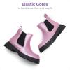 DREAM PAIRS Girls Chelsea Boots Side Zipper Lug Sole Ankle Booties Toddler/Little Kid/Big Kid(Pink)