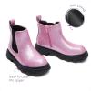 DREAM PAIRS Girls Chelsea Boots Side Zipper Lug Sole Ankle Booties Toddler/Little Kid/Big Kid(Pink)