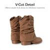 DREAM PAIRS Girls Cowboy Cowgirl Boots 2-in-1 Western Removable Cuff Fold Over Embroidered Fashion Mid Calf Shoes(Camel)