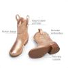 DREAM PAIRS Girls Cowboy Cowgirl Boots 2-in-1 Western Removable Cuff Fold Over Embroidered Fashion Mid Calf Shoes(Rose Gold)