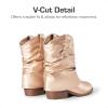 DREAM PAIRS Girls Cowboy Cowgirl Boots 2-in-1 Western Removable Cuff Fold Over Embroidered Fashion Mid Calf Shoes(Rose Gold)