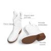 DREAM PAIRS Girls Cowboy Cowgirl Boots 2-in-1 Western Removable Cuff Fold Over Embroidered Fashion Mid Calf Shoes(White)