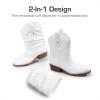 DREAM PAIRS Girls Cowboy Cowgirl Boots 2-in-1 Western Removable Cuff Fold Over Embroidered Fashion Mid Calf Shoes(White)