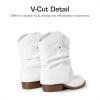 DREAM PAIRS Girls Cowboy Cowgirl Boots 2-in-1 Western Removable Cuff Fold Over Embroidered Fashion Mid Calf Shoes(White)