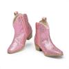 DREAM PAIRS Girls Cowgirl Cowboy Rhinestone Boots Ankle Low Heel Dress Booties(Pink)