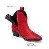 DREAM PAIRS Girls Cowgirl Cowboy Rhinestone Boots Ankle Low Heel Dress Booties(Red)
