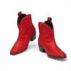 DREAM PAIRS Girls Cowgirl Cowboy Rhinestone Boots Ankle Low Heel Dress Booties(Red)
