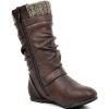 DREAM PAIRS Girl’s Faux Fur Lined Knee High Winter Riding Boots(Toddler/Little Kid/Big Kid)(Brown)