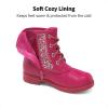 DREAM PAIRS Girls Glitter Ankle Boots Warm and Soft Velvet Lining with Side Zipper for Toddler/Little Kid/Big Kid(Fuchsia)
