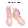 DREAM PAIRS Girls Glitter Ankle Boots Warm and Soft Velvet Lining with Side Zipper for Toddler/Little Kid/Big Kid(Pink/Rainbow)