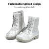DREAM PAIRS Girls Glitter Ankle Boots Warm and Soft Velvet Lining with Side Zipper for Toddler/Little Kid/Big Kid(Sliver)