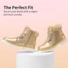 DREAM PAIRS Girls Kids Side Zipper Lace up Faux Fur Ankle Boots(Gold/Pu)