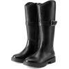 DREAM PAIRS Girls Knee High Buckle Fashion Riding Boots Little Kid/Big Kid(All Black)