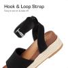 DREAM PAIRS Girls Platform Wedge Open Toe Espadrille Sandals with Buckle Ankle Strap for Little Kid/Big Kid(Black)