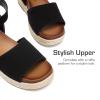 DREAM PAIRS Girls Platform Wedge Open Toe Espadrille Sandals with Buckle Ankle Strap for Little Kid/Big Kid(Black)