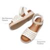 DREAM PAIRS Girls Platform Wedge Open Toe Espadrille Sandals with Buckle Ankle Strap for Little Kid/Big Kid(Ivory)