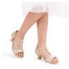 DREAM PAIRS Girls Sandals Ankle Strap T-Strap Low Heel Pearl Bow Flower Pump Dress Wedding Party Shoes for Little Kid/Big Kid(Gold)