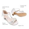 DREAM PAIRS Girls Sandals Ankle Strap T-Strap Low Heel Pearl Bow Flower Pump Dress Wedding Party Shoes for Little Kid/Big Kid(Ivory)