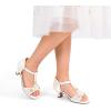 DREAM PAIRS Girls Sandals Ankle Strap T-Strap Low Heel Pearl Bow Flower Pump Dress Wedding Party Shoes for Little Kid/Big Kid(Ivory)