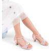 DREAM PAIRS Girls Sandals Ankle Strap T-Strap Low Heel Pearl Bow Flower Pump Dress Wedding Party Shoes for Little Kid/Big Kid(Pink)