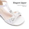 DREAM PAIRS Girls Sandals Ankle Strap T-Strap Low Heel Pearl Bow Flower Pump Dress Wedding Party Shoes for Little Kid/Big Kid(White)