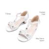 DREAM PAIRS Girls Sandals Ankle Strap T-Strap Low Heel Pearl Bow Flower Pump Dress Wedding Party Shoes for Little Kid/Big Kid(White)