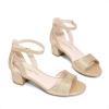 DREAM PAIRS Girls Sandals Chunky Pump Ankle Strap High Heels Dress Open Toe Flower Wedding Party for Little Big Kid(Gold)