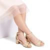 DREAM PAIRS Girls Sandals Chunky Pump Ankle Strap High Heels Dress Open Toe Flower Wedding Party for Little Big Kid(Gold)
