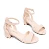 DREAM PAIRS Girls Sandals Chunky Pump Ankle Strap High Heels Dress Open Toe Flower Wedding Party for Little Big Kid(Nude)