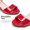 DREAM PAIRS Girls Sandals Chunky Pump Ankle Strap High Heels Dress Open Toe Flower Wedding Party for Little Big Kid(Red)