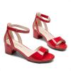 DREAM PAIRS Girls Sandals Chunky Pump Ankle Strap High Heels Dress Open Toe Flower Wedding Party for Little Big Kid(Red)