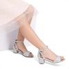 DREAM PAIRS Girls Sandals Chunky Pump Ankle Strap High Heels Dress Open Toe Flower Wedding Party for Little Big Kid(Silver-glitter)