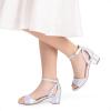 DREAM PAIRS Girls Sandals Chunky Pump Ankle Strap High Heels Dress Open Toe Flower Wedding Party for Little Big Kid(Silver-metallic)