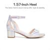 DREAM PAIRS Girls Sandals Chunky Pump Ankle Strap High Heels Dress Open Toe Flower Wedding Party for Little Big Kid(Silver-metallic)