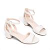 DREAM PAIRS Girls Sandals Chunky Pump Ankle Strap High Heels Dress Open Toe Flower Wedding Party for Little Big Kid(White)
